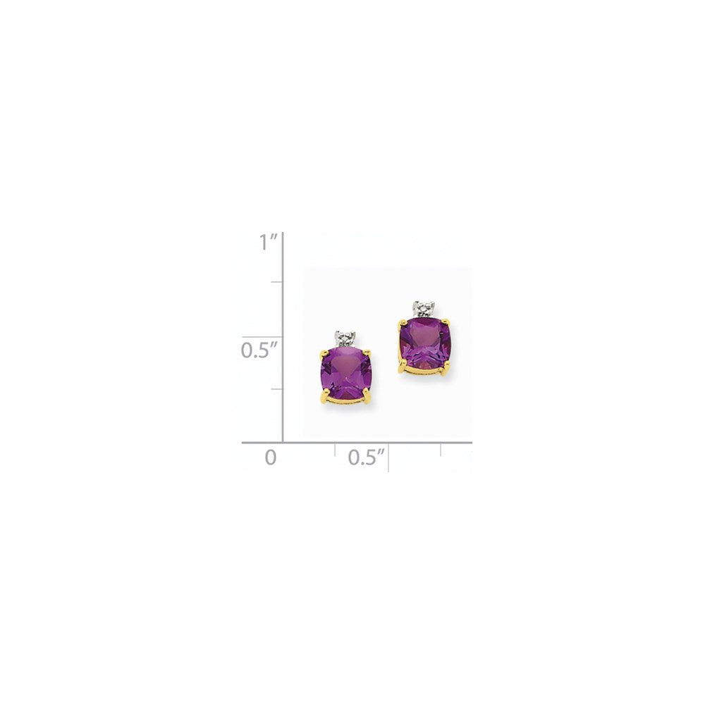 14K Gelbgold Amethyst & Echt Diamant Ohrstecker