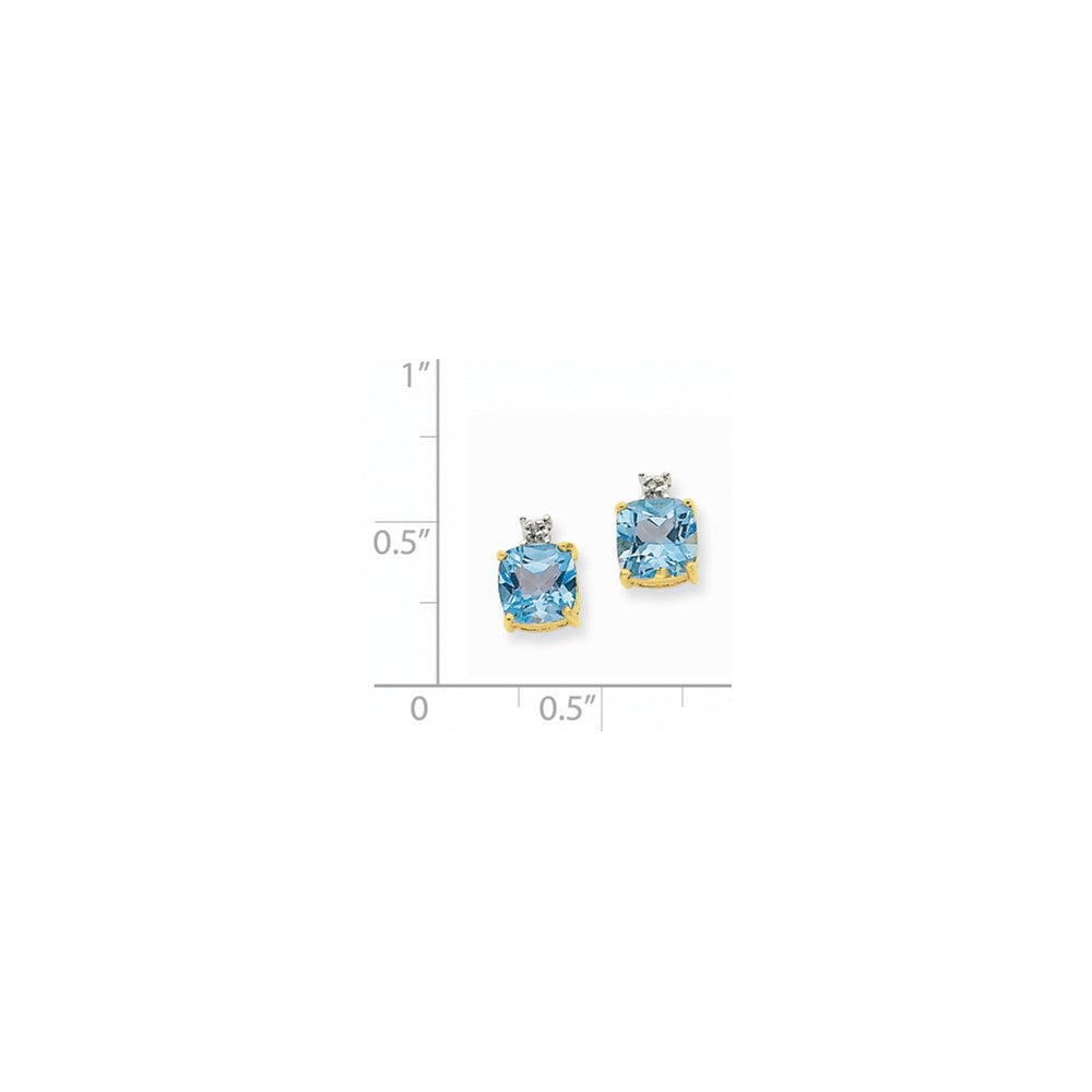 14K Gelbgold Blautopas & Echt Diamant Ohrstecker