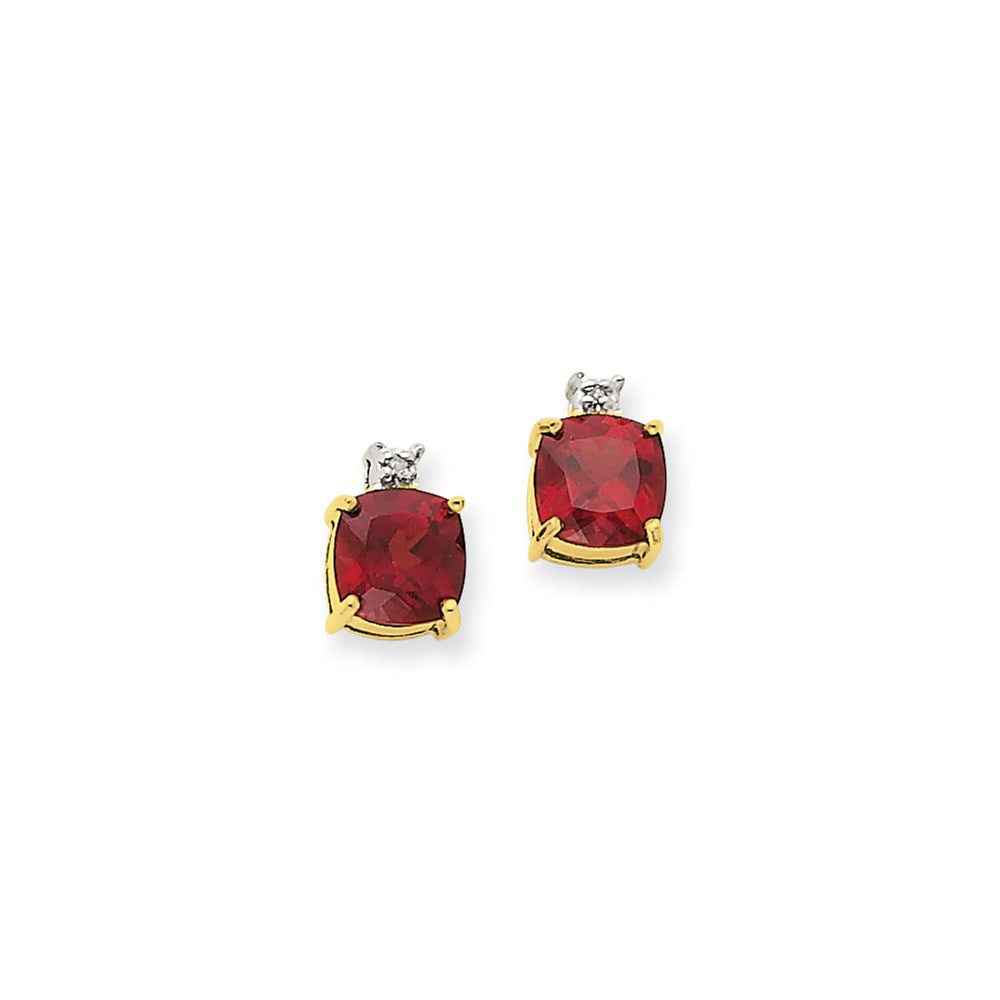 14K Gelbgold Granat & Echt Diamant Ohrstecker