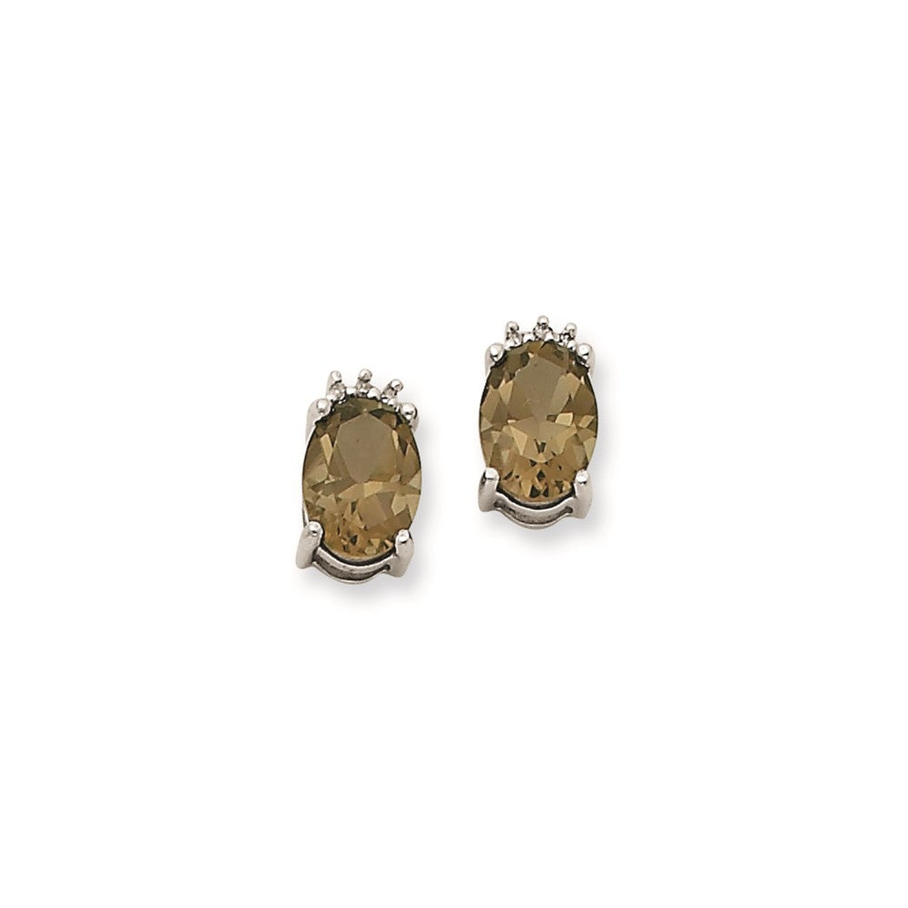 14K Wg Smok Gelbgold Quarz & Echt Diamant Ohrstecker