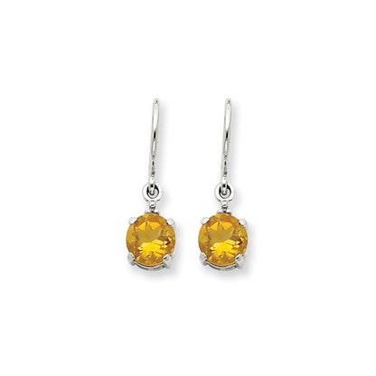 14K Weißgold Citrin & Echt Diamant Ohrhänger