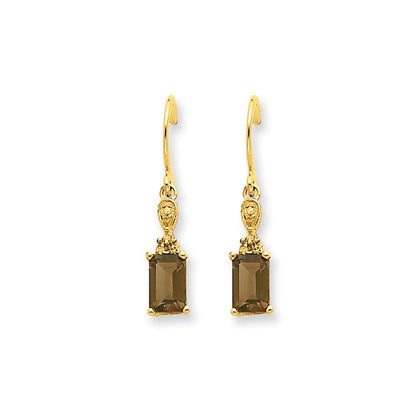 14K Gelbgold Smok Gelbgold Quarz & Echt Diamant Ohrhänger