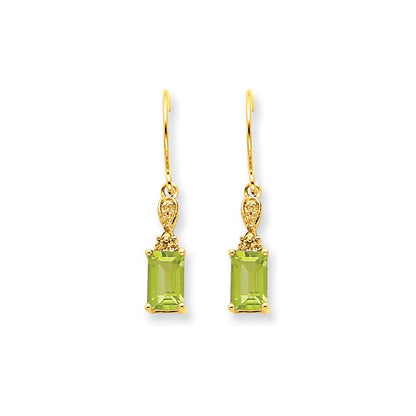 14K Gelbgold Peridot & Echt Diamant Ohrhänger
