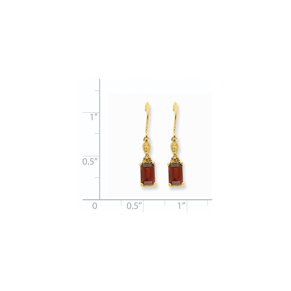 14K Gelbgold Granat & Echt Diamant Ohrhänger
