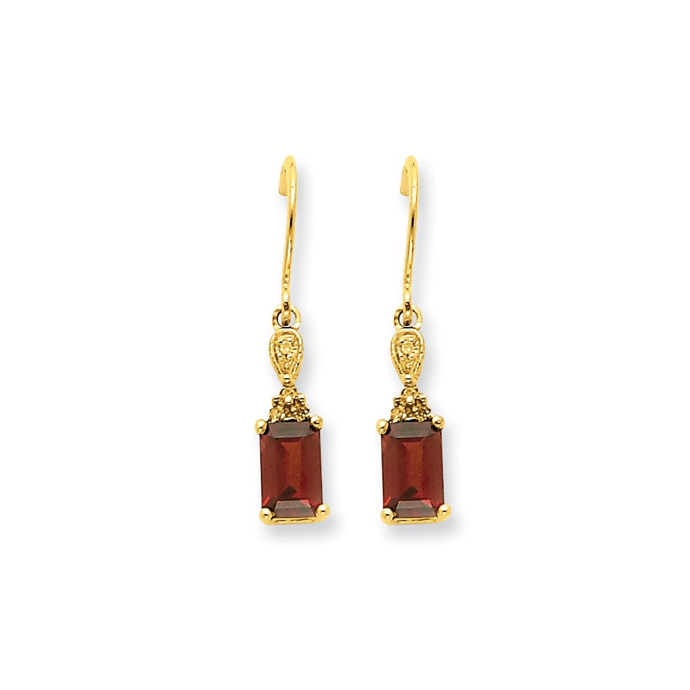 14K Gelbgold Granat & Echt Diamant Ohrhänger
