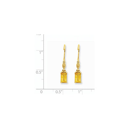14K Gelbgold Citrin & Echt Diamant Ohrhänger
