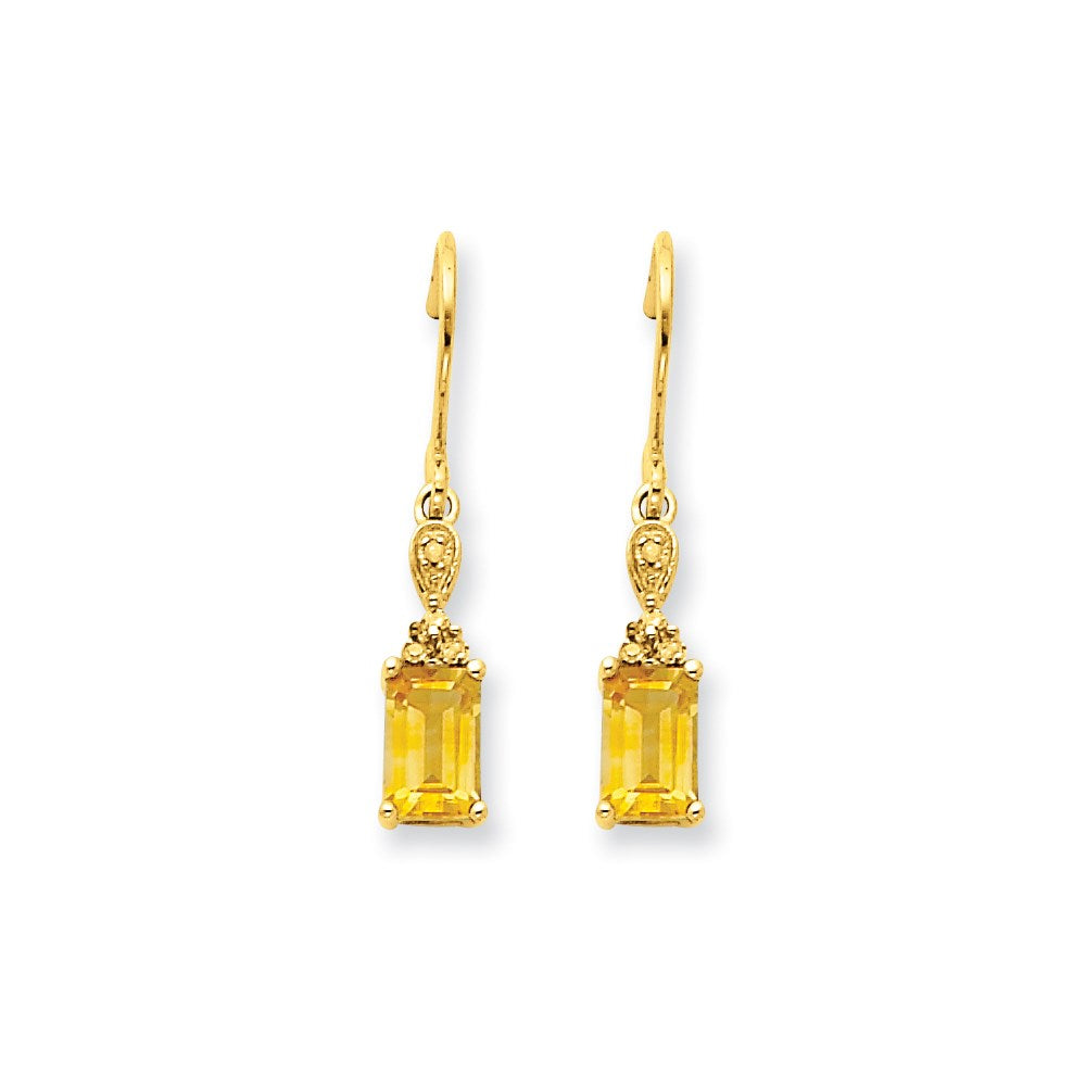 14K Gelbgold Citrin & Echt Diamant Ohrhänger
