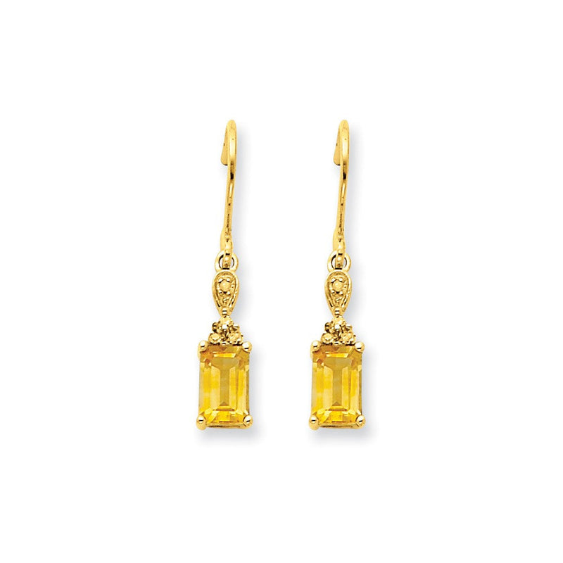 14K Gelbgold Citrin & Echt Diamant Ohrhänger