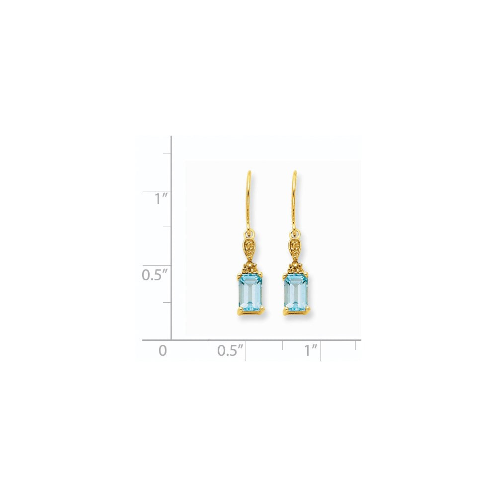 14K Gelbgold Blautopas & Echt Diamant Ohrhänger
