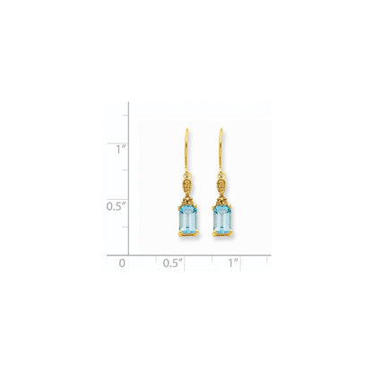 14K Gelbgold Blautopas & Echt Diamant Ohrhänger