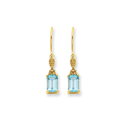14K Gelbgold Blautopas & Echt Diamant Ohrhänger