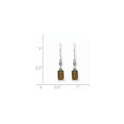 14K Weißgold Smok Gelbgold Quarz & Echt Diamant Ohrringe