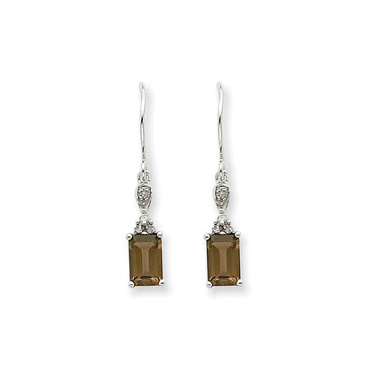 14K Weißgold Smok Gelbgold Quarz & Echt Diamant Ohrringe