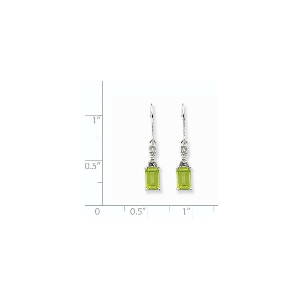 14K Weißgold Peridot & Echt Diamant Ohrhänger