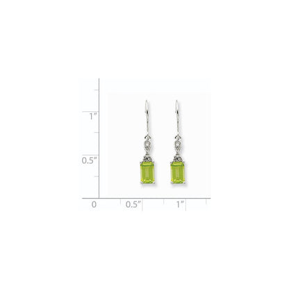 14K Weißgold Peridot & Echt Diamant Ohrhänger