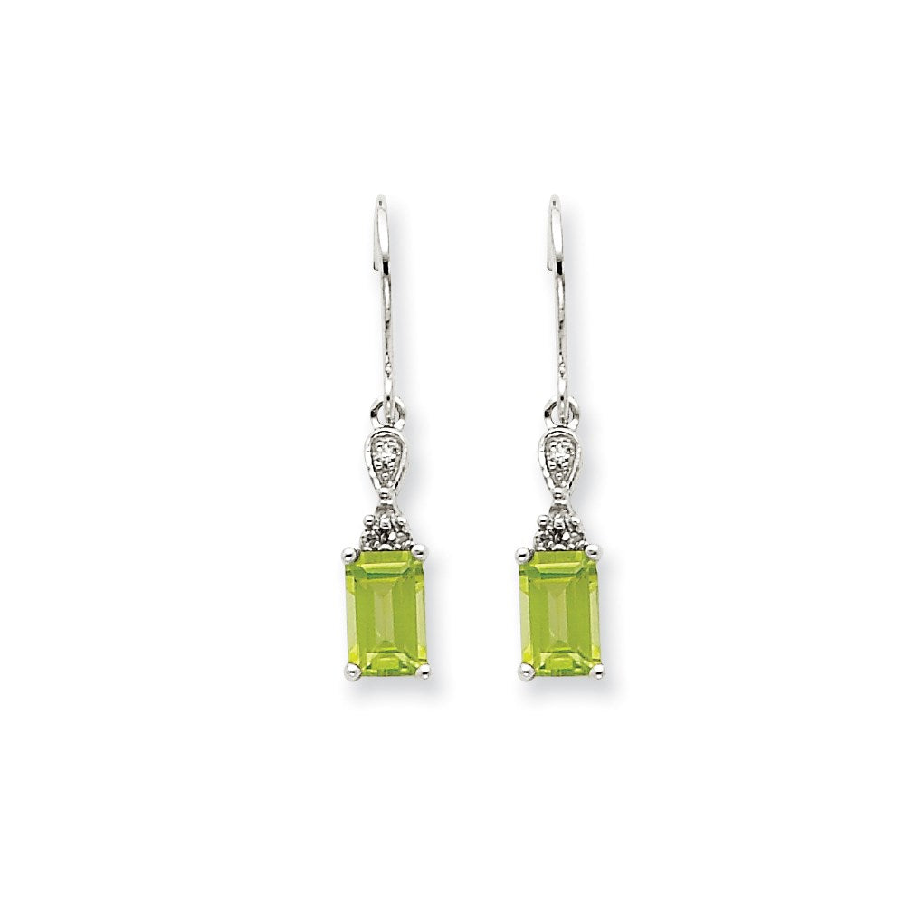 14K Weißgold Peridot & Echt Diamant Ohrhänger