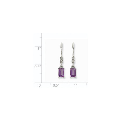 14K Weißgold Amethyst & Echt Diamant Ohrhänger