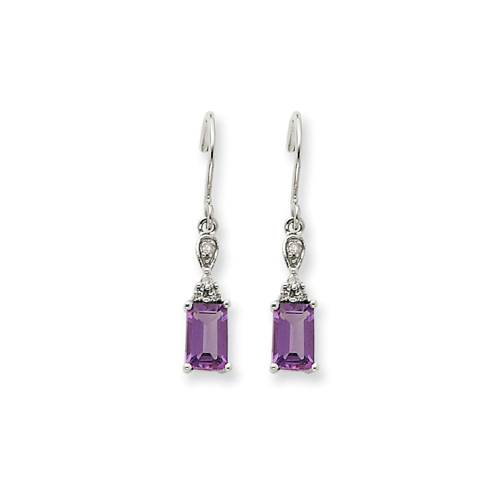 14K Weißgold Amethyst & Echt Diamant Ohrhänger