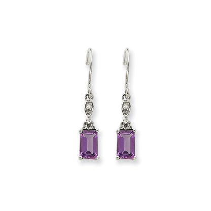 14K Weißgold Amethyst & Echt Diamant Ohrhänger