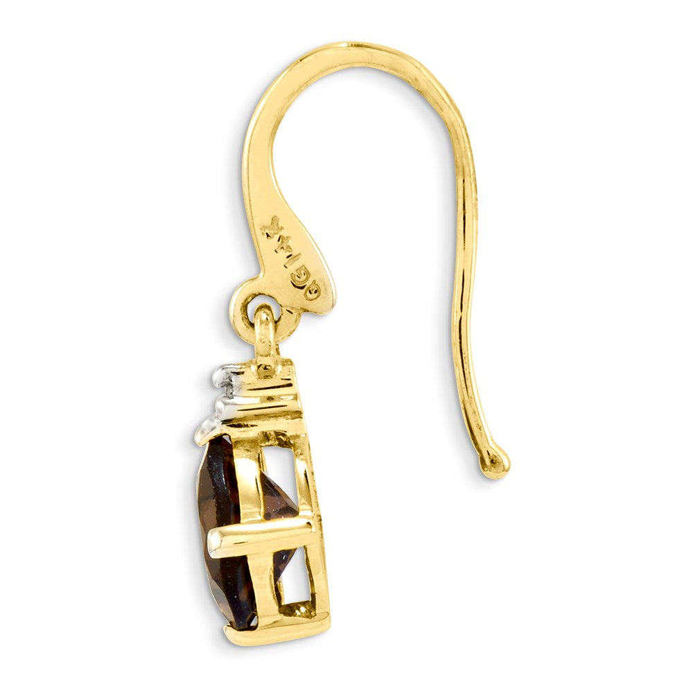 14K Smok Gelbgold Quarz & Echt Diamant Ohrhänger