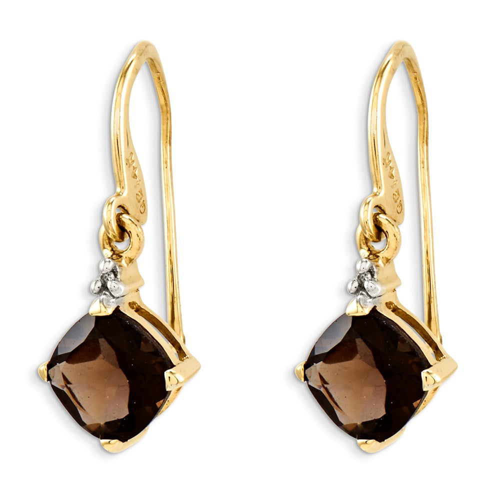 14K Smok Gelbgold Quarz & Echt Diamant Ohrhänger