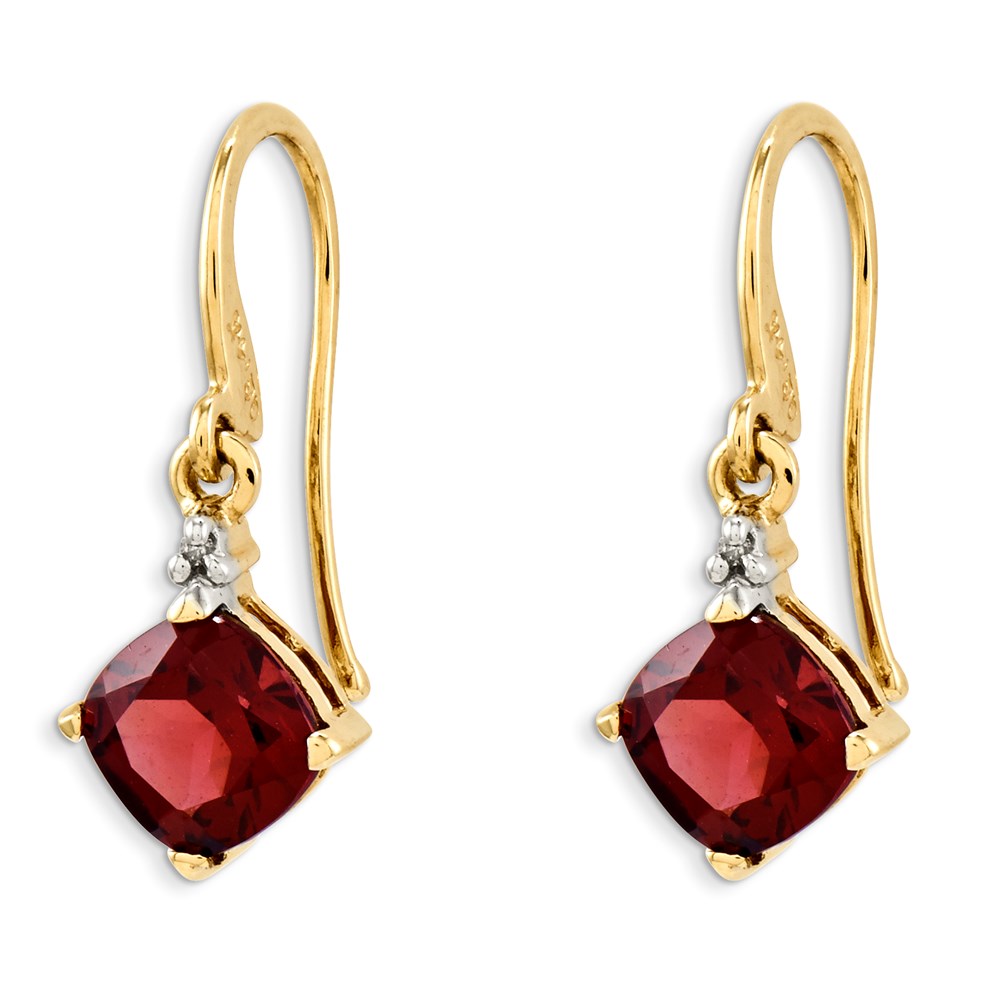 14K Gelbgold Granat & Echt Diamant Ohrhänger