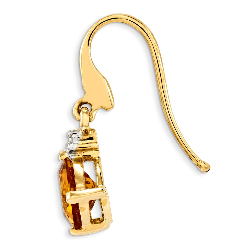 14K Gelbgold Citrin & Echt Diamant Ohrhänger