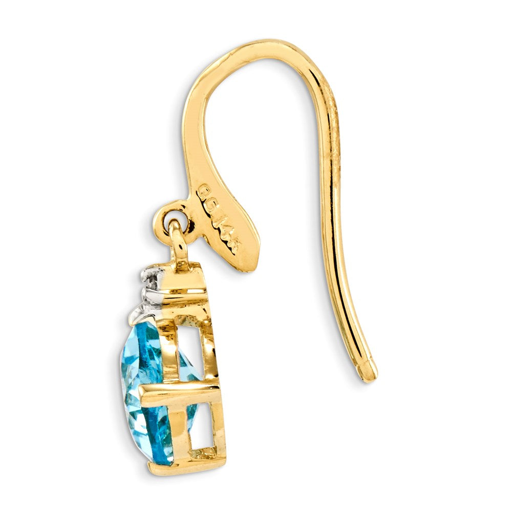 14K Gelbgold Blautopas & Echt Diamant Ohrhänger