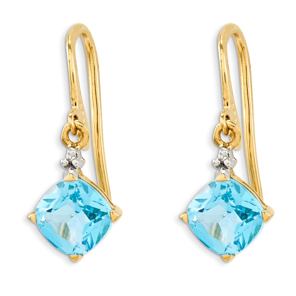 14K Gelbgold Blautopas & Echt Diamant Ohrhänger