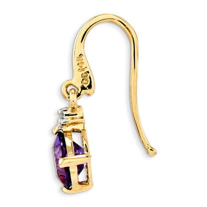 14K Gelbgold Amethyst & Echt Diamant Ohrhänger