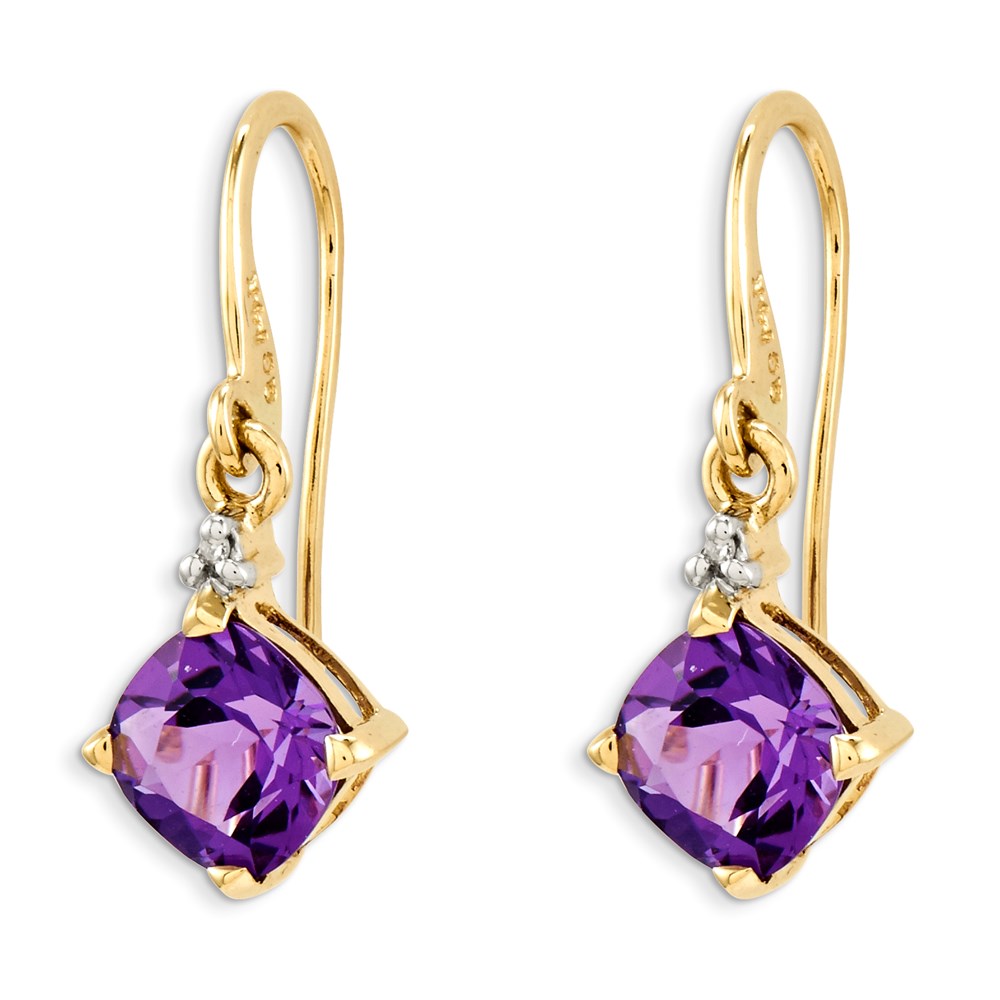 14K Gelbgold Amethyst & Echt Diamant Ohrhänger