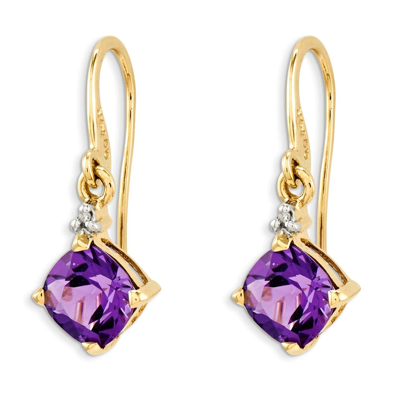 14K Gelbgold Amethyst & Echt Diamant Ohrhänger