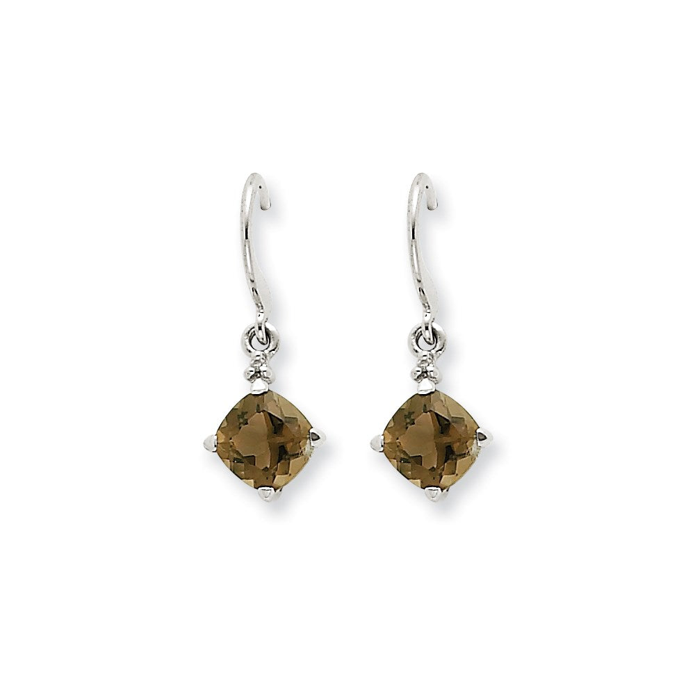 14K Weißgold Smok Gelbgold Quarz & Echt Diamant Ohrhänger