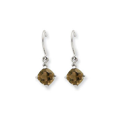 14K Weißgold Smok Gelbgold Quarz & Echt Diamant Ohrhänger