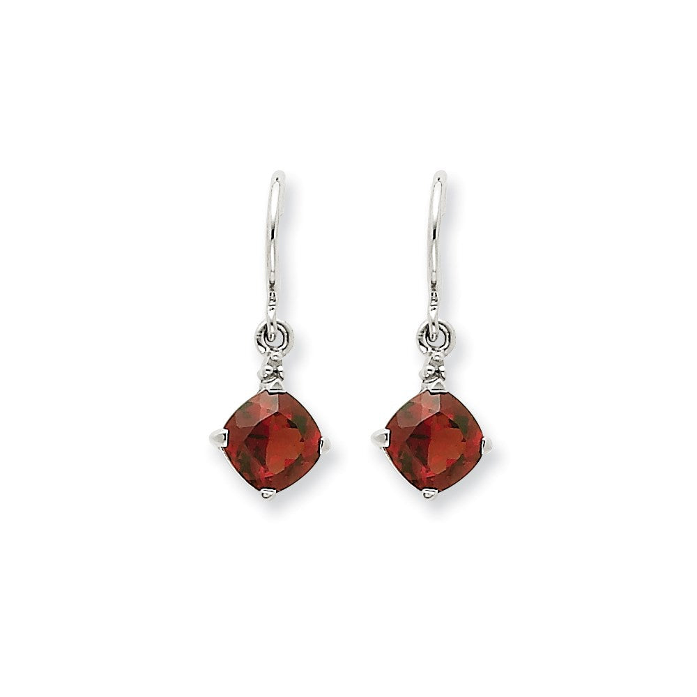 14K Weißgold Granat & Echt Diamant Ohrhänger
