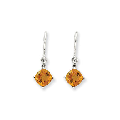 14K Weißgold Citrin & Echt Diamant Ohrhänger