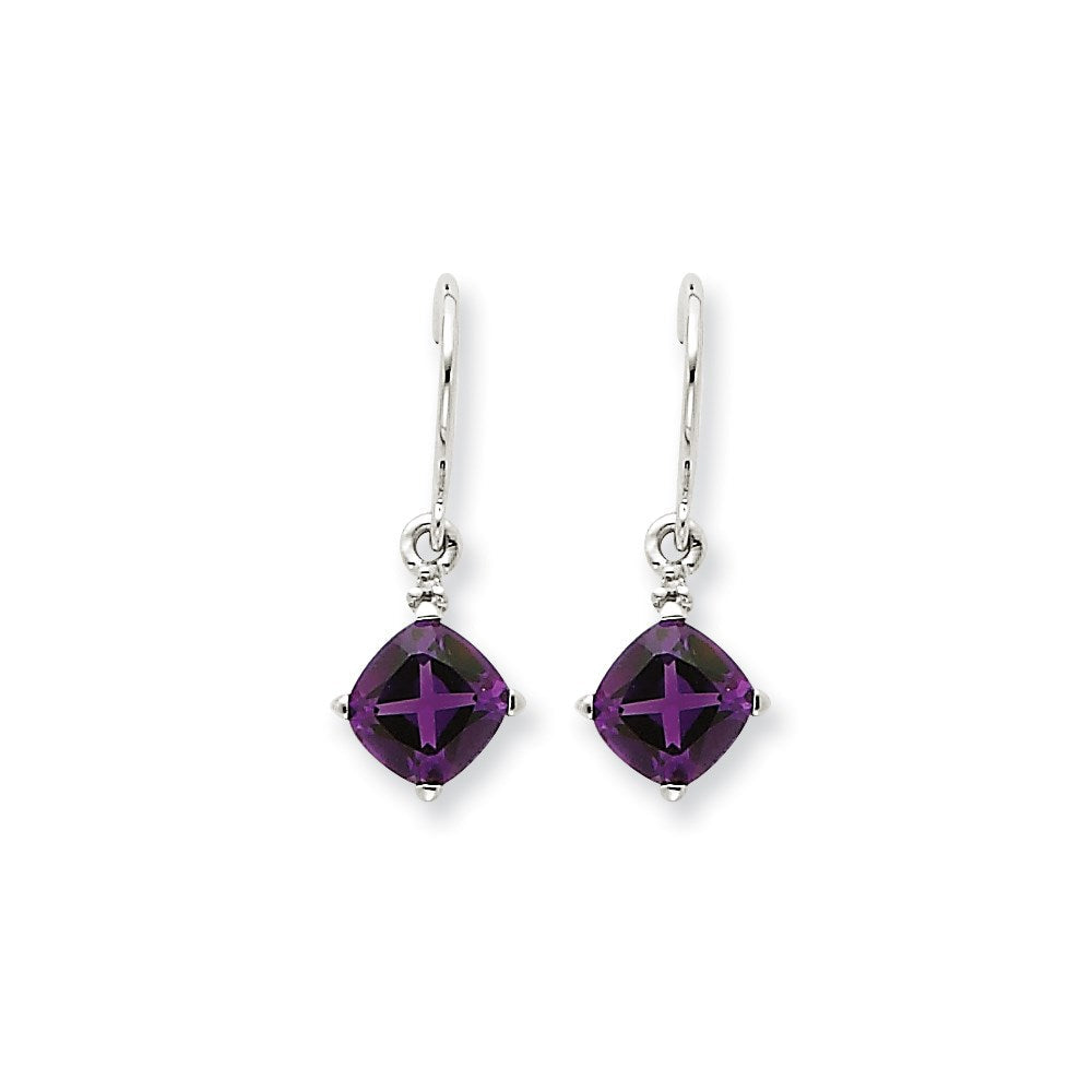 14K Weißgold Amethyst & Echt Diamant Ohrhänger