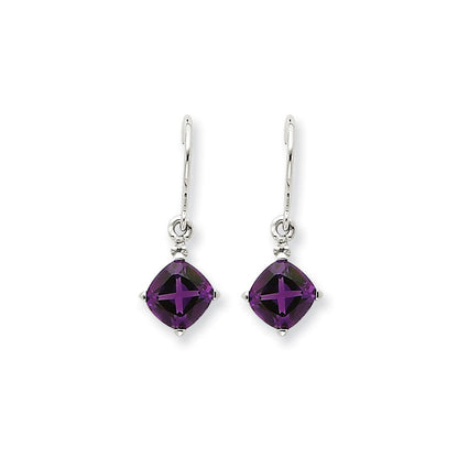 14K Weißgold Amethyst & Echt Diamant Ohrhänger