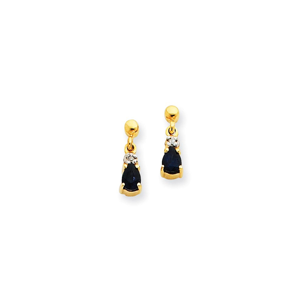 14K Gelbgold Blau Saphir & Echt Diamant Ohrhänger