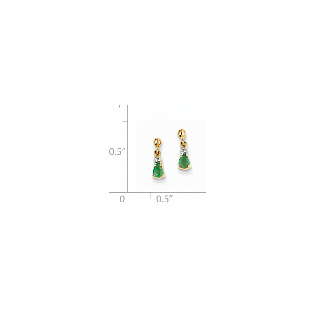 14K Gelbgold Smaragd & Echt Diamant Ohrhänger