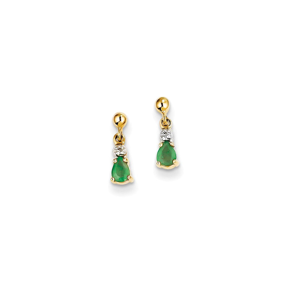 14K Gelbgold Smaragd & Echt Diamant Ohrhänger