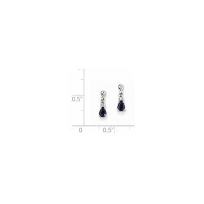 14K Weißgold Blau Saphir & Echt Diamant Hängend Ohrstecker