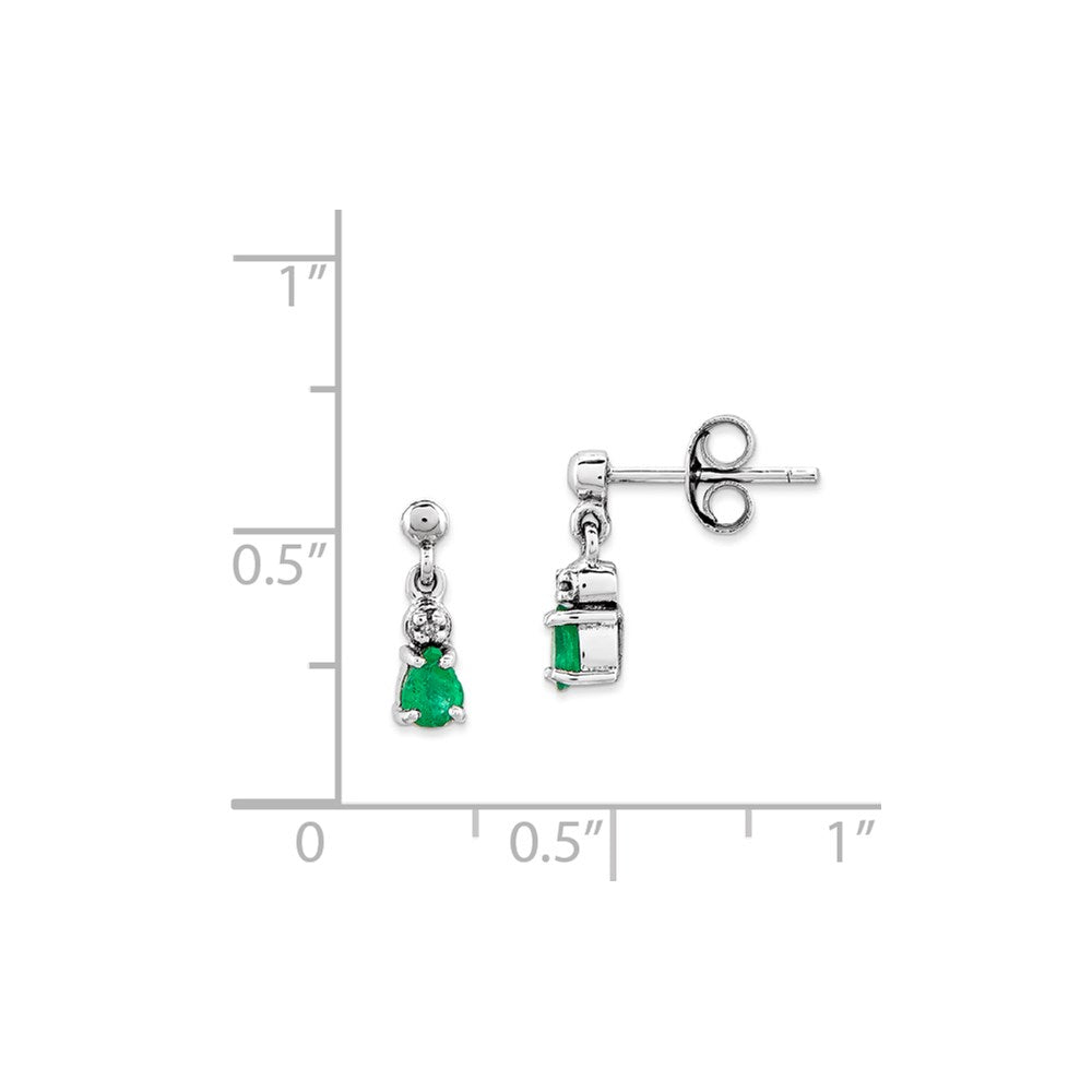 14K Weißgold Smaragd & Echt Diamant Hängend Ohrstecker