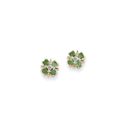 14K Gelbgold Smaragd & Echt Diamant Ohrstecker