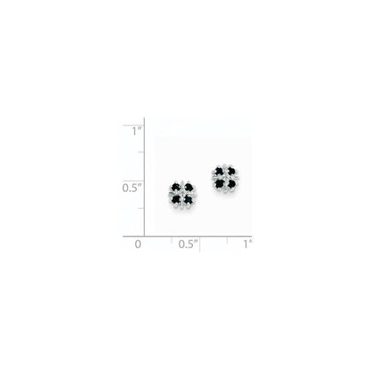 14K Weißgold Blau Saphir & Echt Diamant Ohrstecker