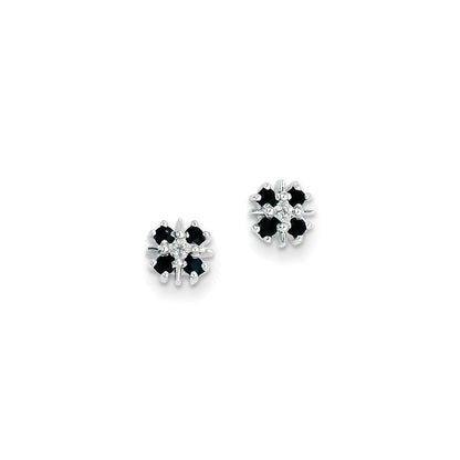 14K Weißgold Blau Saphir & Echt Diamant Ohrstecker