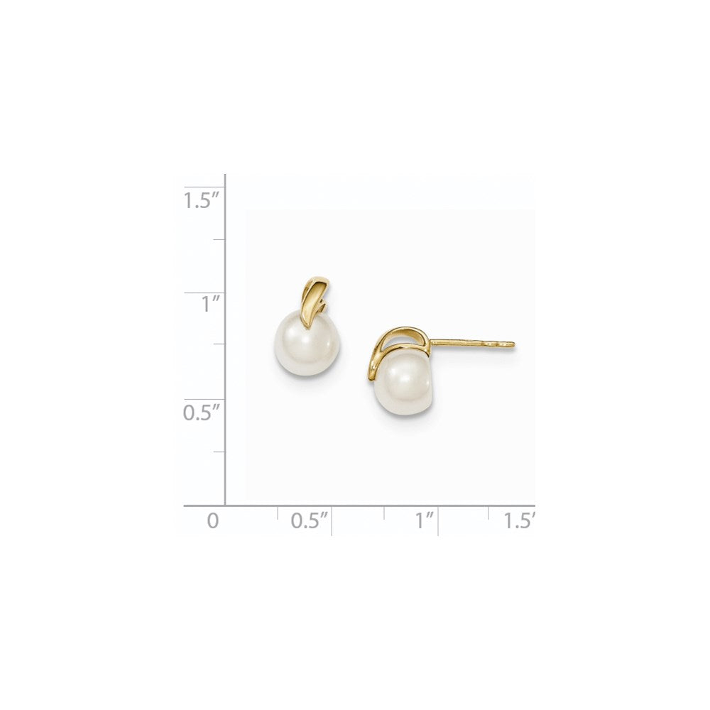 14K Gelbgold Button-Süßwasserzuchtperlen-Ohrstecker (7-8 mm)