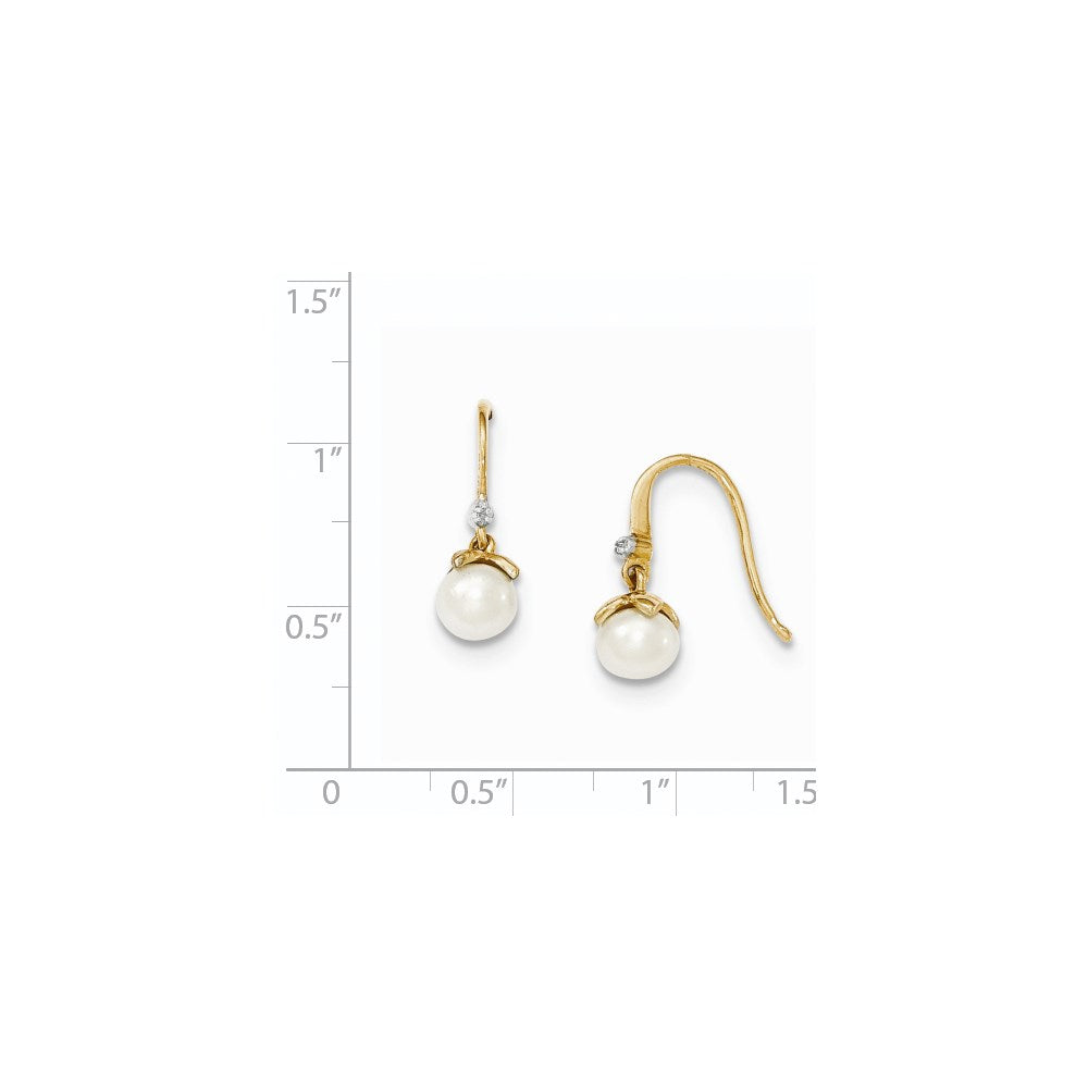 14K Gelbgold 5-6mm Fw Zuchtperle & Echt Diamant Ohrringe