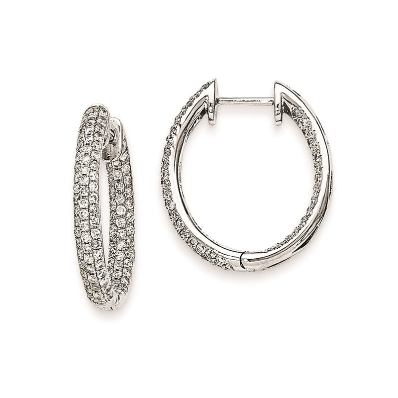 14K Weißgold Diamant-Creolen mit Klappmechanismus, innen und außen besetzt