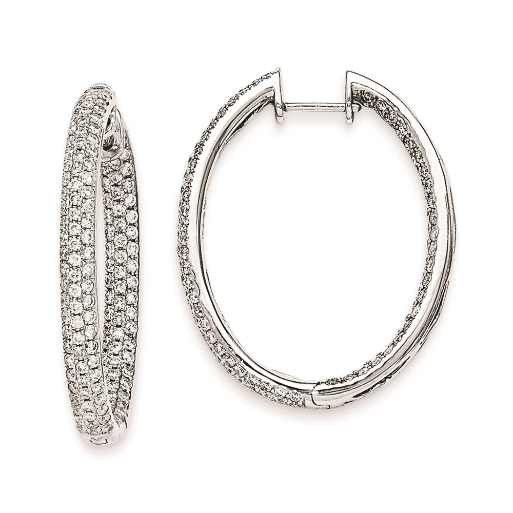 14K Weißgold Diamant Hoops Creolen mit Klappscharnier – Ohrringe innen und außen besetzt